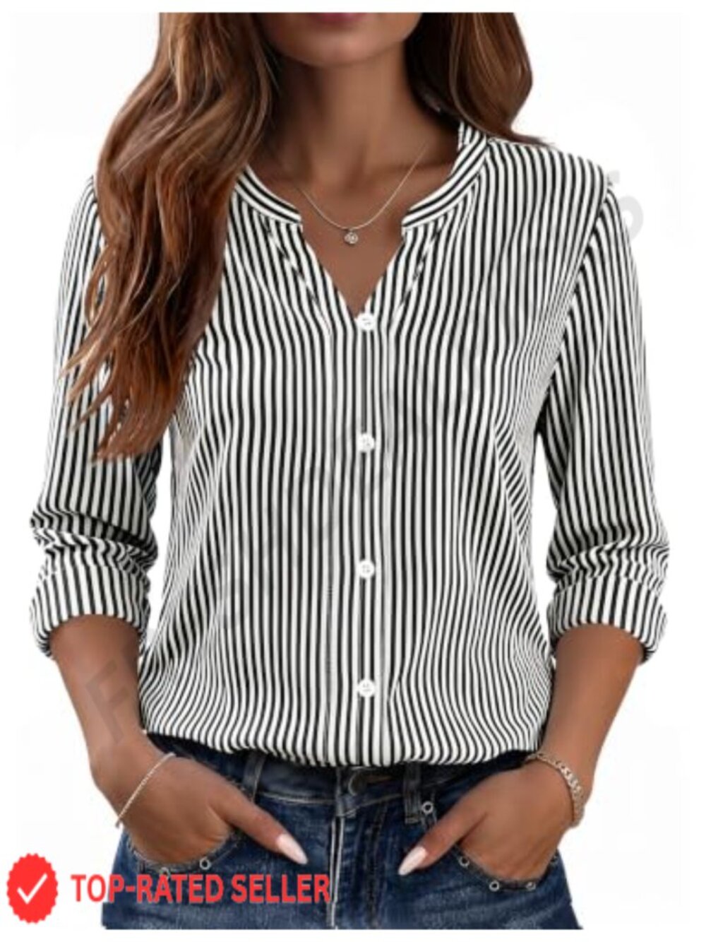 Women's Button Down Shirt Long Sleeve Cotton Blend Blouse Casual Work Top